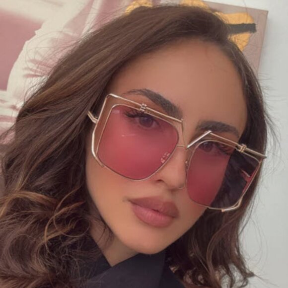 Auth New Valentino V-Light Gold Pink Oversized Sunglasses VLS116-C Celebrity - Picture 6 of 8